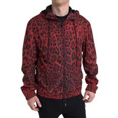 Leopard - Men Jackets Dolce & Gabbana Dolce & Gabbana Red Leopard Hooded Bomber Full Zip Jacket IT48
