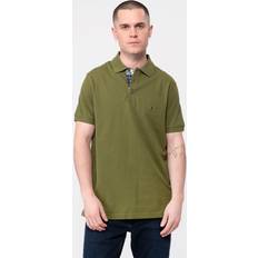 Tommy Hilfiger Green Polo Shirts Tommy Hilfiger GS Check Placket Mens Polo Green