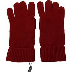 Dolce & Gabbana Red Accessories Dolce & Gabbana Red 100% Cashmere Knit Hands Mitten Mens Gloves