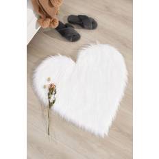 Peau de mouton Tapis Sienna Heart Shaped Fur Fluffy Plush Fleece White