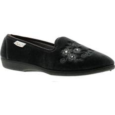 Dr Keller 8 Adults' Womens Upper Full Slipper With Soft Satin Lining Emroidered Flower Detail