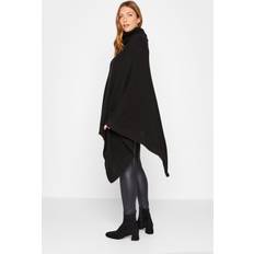 Black - Women Capes & Ponchos LTS Tall Knitted Poncho Black One