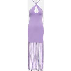 Lila - Långa klänningar ROTATE Birger Christensen Fringe-trimmed jersey maxi dress purple