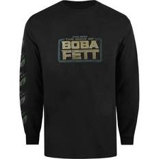 Star Wars Mens Boba Fett Logo Long-Sleeved T-Shirt Black Cotton