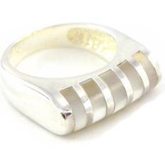 Beige - Herr Smycken Les Trésors de Lily Men's Silver Ring 'Rings of Wisdom' Mother of Pearl Beige