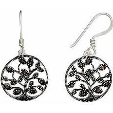 Silverly Sterling Silver Dangle Earrings Marcasite Tree -