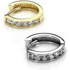 Jewellerybox 9ct Gold CZ Crystal Single Huggy Cuff Earring - Gold CZ