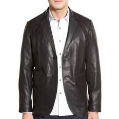 Leather Tops Missani Le Collezioni Men's Classic Fit Lambskin Leather Blazer Black