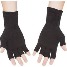 Acrylic Gloves Gravity Threads Unisex Warm Half Finger Stretchy Knit Fingerless Gloves, Black