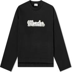 Moncler Women Jumpers Moncler Black Appliqué Sweatshirt 999 Black