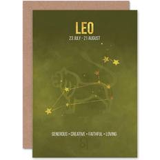 Blue Cards & Invitations ARTERY8 Wee Blue Coo Leo Star Sign Birthday Card Astrology Greeting Card