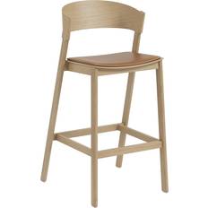 Muuto Cover Chair With Backrest 75 cm Cognac Leather Bar Stool