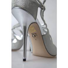 Grå Højhælede sko Dolce & Gabbana Silver Shimmers Sandals Heel Pumps Shoes EU40/US9.5