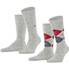 Burlington Socken Burlington 2-er Set Socken Hellgrau mit Argyle-Muster Argyle-Muster, gemustert, Hellgrau