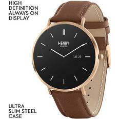 Henry London Smart Amoled Tan Leather Watch, Multi, Print