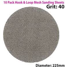 Loops 10x 40 Grit Silicon Carbide Mesh 225mm Round Sanding Discs Hook & Backing