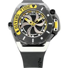 Safirer - Vuxen Armbandsur Mazzucato RIM Scuba Yellow Reversible Twin Automatic SUB01-BK115 100M Black