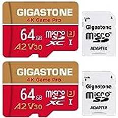 Gigastone 64GB 2-Pack Professional A2 4K Micro SD Card, SDXC UHS-I U3 C10 Class 10 Nintendo-Switch Compatible, 4K UHD Video 95MB/s