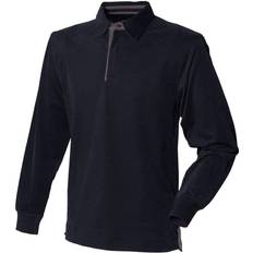 Canvas Tops Super Soft Long Sleeve Rugby Polo Shirt Black