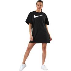 Nike Svarte Kjoler Nike Nsw Swsh Dress White/Black, Female, Tøj, nederdele og kjoler, Sort