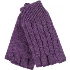 Purple - Women Gloves & Mittens Heat Holders Ladies Cable Knitted Winter Thermal Fingerless Gloves