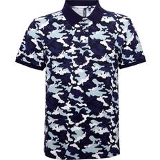 ASQUITH & FOX Pikétröjor ASQUITH & FOX Short Sleeve Camo Print Polo Shirt Blue