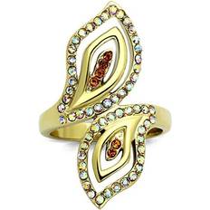 Crystal Rings Alamode Jewelry TK1289-6 IP Gold Ion Plating Stainless Steel Ring with Top Grade Crystal, Multi Color