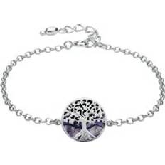 Jewellery C. W. Sellors Sterling Silver Blue John Round Tree of Life Chain Bracelet