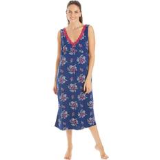 Blue Negligées Camille Floral Print Spandex Knee Length Chemise Raspberry 14-16