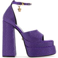 Viscosa Tacones y Zapatos de Tacón Versace Purple Satin Medusa Aevitas Sandals