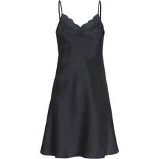 Sort Natkjoler Damella Woven Silk Plain Lace Nightdress Black * Kampagne *