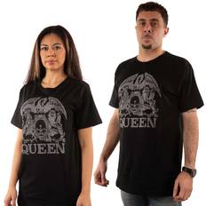 Queen Unisex Diamante Classic Crest Band Logo Official Black T-Shirt