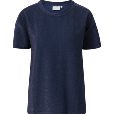Coster Copenhagen Topp Shimmer Tee in Lurex Jersey - Blå