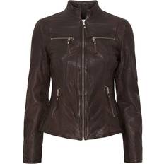 Læderjakker - Multifarvet Notyz Biker Jacket 1132RF Skindjakke Almond Brown with Silver