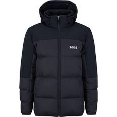 HUGO BOSS Polyester Jackets HUGO BOSS Men's Green J_Hamar1 Mens Padded Hooded Jacket Navy 38/Regular