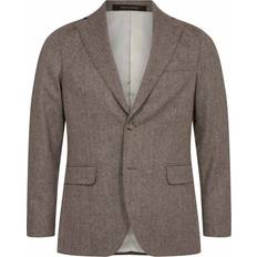 Oscar Jacobson Tops Oscar Jacobson Mens Beige Pine Ego Herringbone-weave Regular-fit Wool-blend Jacket