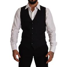 Stripes - Wool Outerwear Dolce & Gabbana Blue Striped Wool Stretch Waistcoat Vest IT48