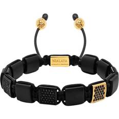 Nialaya Dam Armband Nialaya The CZ Flatbead Collection Black Onyx and Herr Armband