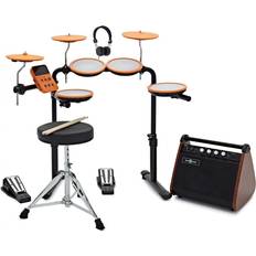 Orange Drum Kits Gear4music VISIONDRUM Compact Mesh Electronic Drum Kit Amp Pack, Orange