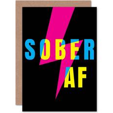 Black Cards & Invitations ARTERY8 Wee Blue Coo Sober AF Lightning Bolt Typography Greeting Card