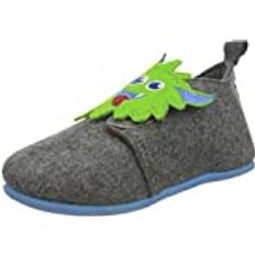 Textile Slippers Playshoes Boys Grey Monster Slippers