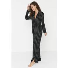 Mujer - Multicolor Pijamas Trendyol Collection Black Striped Shirt Collar Viscose Woven Pajamas Set THMAW23PT00158. Multicolour