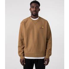 Carhartt WIP Carhartt WIP Mens Relaxed Fit American Script Sweatshirt Colour: HZXX Hamilton Brown Beige