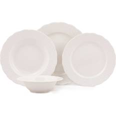 Hermia Adine Porcelæn Middagsservice 24 Dele Hvid Tallerkener Asiet