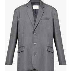 Tencel Blazers The Frankie Shop Frankie Shop Womens Dark Grey Gelso Oversized Woven Blazer