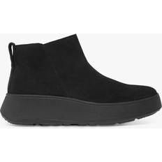 Fitflop Enkellaarzen Fitflop F-Mode Suede Flatform Zip Ankle Boots - Zwart