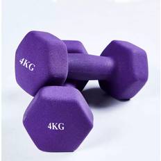 2 x 4 Kg Purple Dumbbell Hand Weights Ladies Dumbells Set Men Cast Iron Fitness Yoga Home Gym UK
