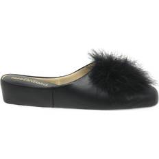 Charles Clinkard 'Pom-Pom II' Leather Slipper Black