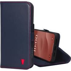 Torro iPhone 15 Pro Max Leather Wallet Case with Stand Function Navy Blue