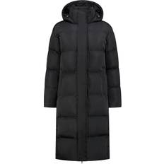 Superdry Lång Quiltad Kappa Med Svart Huva - Svart